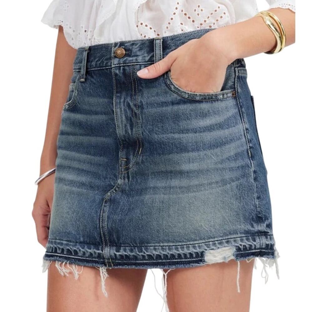 Madewell Postage Stamp Denim Mini Skirt Croswell Wash Size 24 NWT